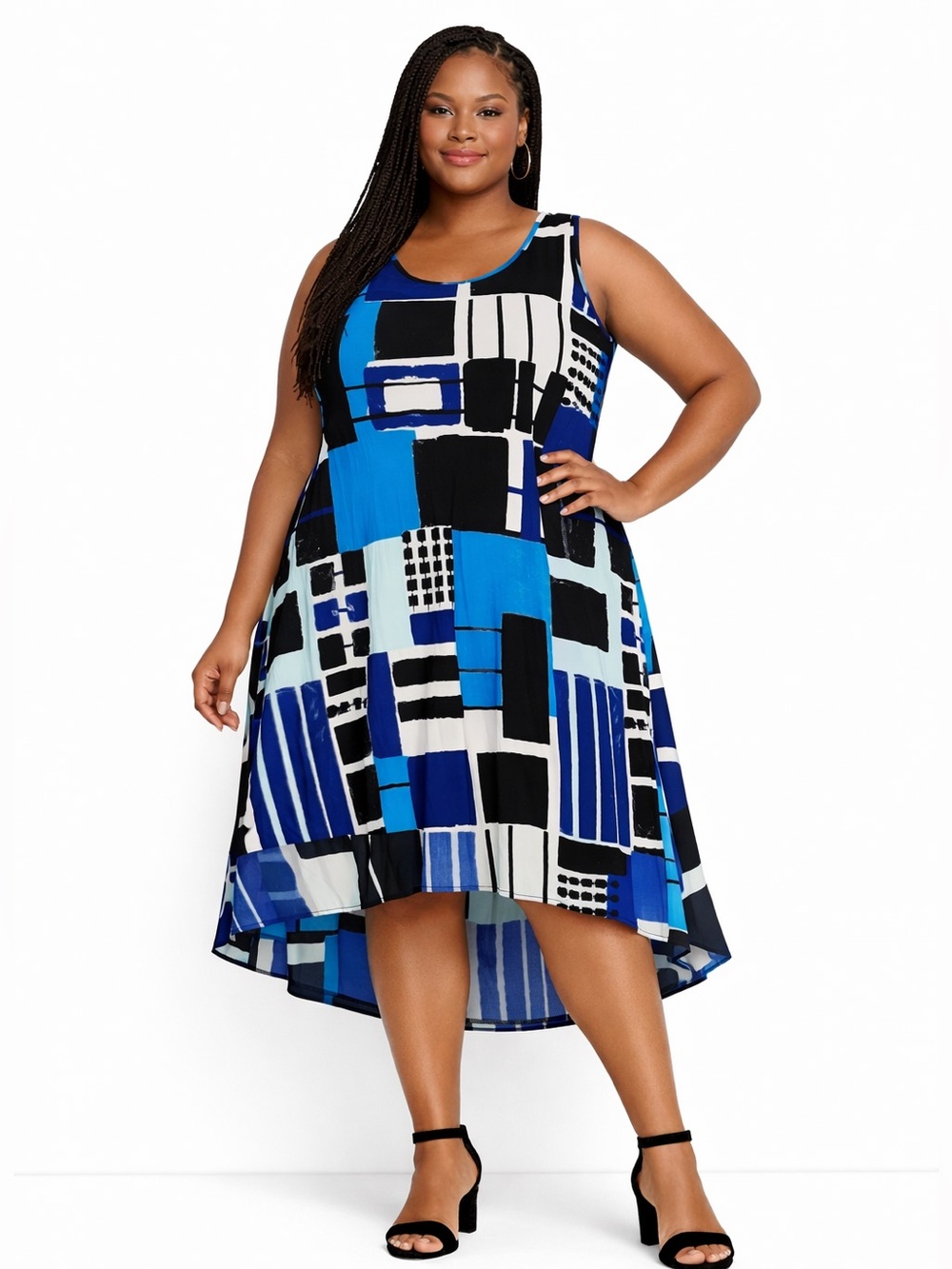 NWT Lane Bryant stretchy coastal boho
18/20 geometric artsy sleeveless dress
